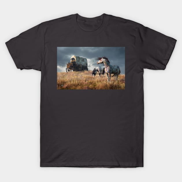 Indian Ponies and Abandoned Wagon T-Shirt by DanielEskridge